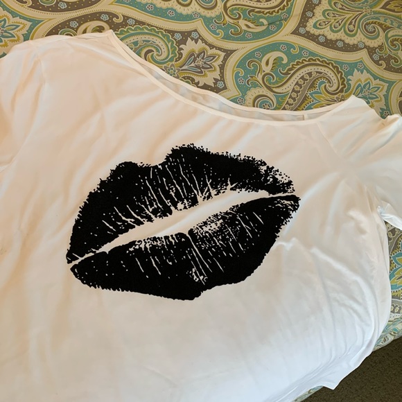 SHEIN Curve 3XL black/white off shoulder T-shirt NWOT - Picture 9 of 9